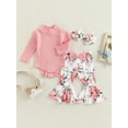 thumbnail image 2 of Canis Newborn Baby Girls Cotton Tops Romper Floral Pants 3Pcs Outfits Set Clothes, 2 of 8