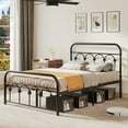 thumbnail image 5 of Dextrus Industrial Full Size Platform Metal Bed Frame with Headboard & Soundproof Cotton, No Box Spring Needed, 5 of 9