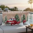 thumbnail image 4 of Christmas Red Truck Outdoor Waterproof Pillow Covers, Winter Farmhouse Snowflakes Wooden Grain Decorative Rectangle Throw Pillowcase Sofa Cushion Sham for Patio/Couch/Chair, 20"x12" 2 Pack, 4 of 8