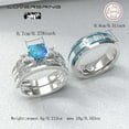 thumbnail image 6 of Couple rings Wedding Ring Set Women Square cut opal Engagement Ring in Sterling Silver Man Titanium Bands, 6 of 6