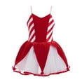 thumbnail image 5 of ZDHoor Girls Christmas Candy Cane Costume Ballerina Sleeveless Cami Straps Santa Elf Leotard Dance Dress Red 12, 5 of 7