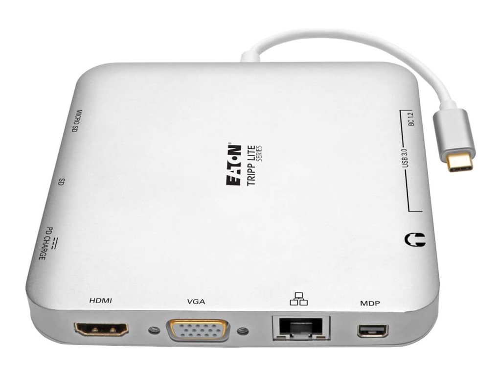 Tripp Lite USB C Docking Station w/ USB Hub mDP HDMI VGA GbE PD Charging 4K (U442-DOCK2-S)
