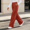 thumbnail image 6 of DJDLJWCJ Business Pants for Women Straight Leg High Waist Work Trousers Solid Color Stretchy Suit Pants Watermelon Red Size M, 6 of 7