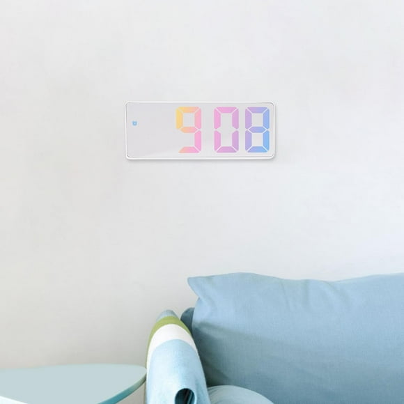 Reloj despertador digital Dormitorio Espejo Relojes de mesa Reloj LED inteligente Número grande Estilo blancoC Colco Despertador