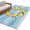 thumbnail image 2 of 3'x5' Area Rugs, Lemon Wreath Indoor Outdoor Area Rug for Living Room Bedroom, Farmhouse Blue Wooden Floral Washable Bathroom Rugs Kitchen Floor Carpet Mats Home Decor Aesthetic, 2 of 8