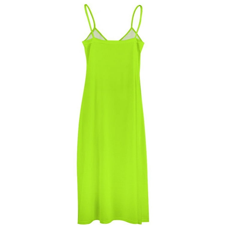 Solid Bright Green Yellow Neon Color Sleeveless Dress women s clothing summer novelties Female clothing summer clothes