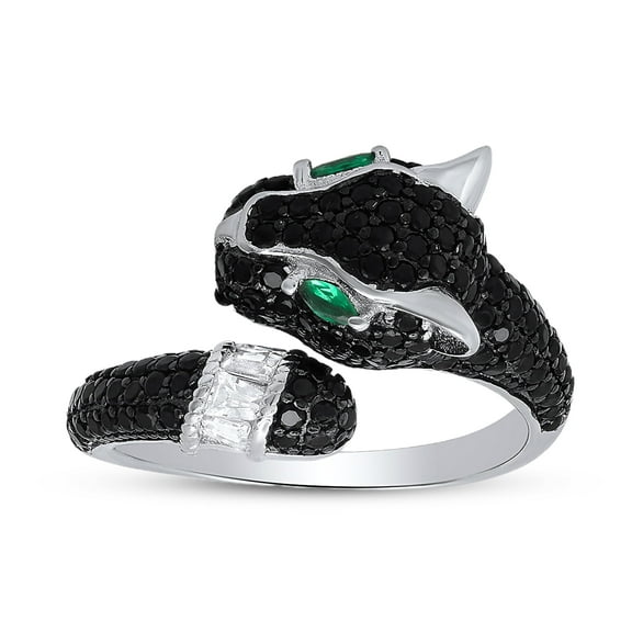 925 Sterling Silver Black Panther Diamond CZ Ring