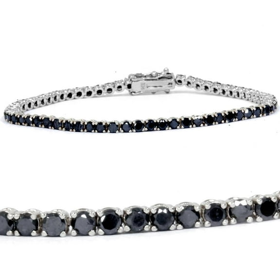 Pompeii 4ct Black Diamond Tennis Bracelet 14K White Gold 7" (Black,)