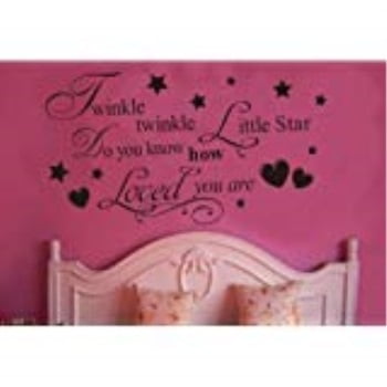 twinkle little star do you know how loved are - girl's or boy's room kids baby nursery - vinyl wall decal, lettering art letters decor, quote design sticker, saying decoration