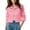 Pink, variant on Women Denim Jacket Button Down Collared Long Sleeve Solid Casual Trendy Comfy Vacation Beach Holiday Party Loose British Style Cropped Jacket, Red S