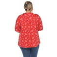 thumbnail image 3 of White Mark Women's Plus Size Pleated 3/4 Sleeve Leaf Print Blouse, 3 of 5