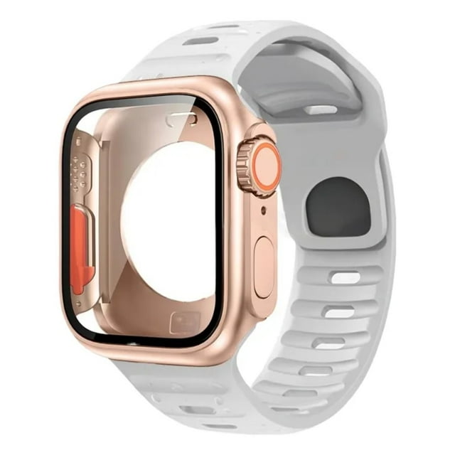 Correa de Silicona Deportiva con Case 360 de Vidrio Templado para Apple Watch