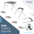thumbnail image 3 of NEH 4-Bow Boat Bimini Top Boat Cover w/ Rear Support Poles 85-90"W, Fade-Proof, 900D Marine Canvas, Storage Boot, Sun Shade Canopy for Pontoon, V-Hull, Fishing, Jon Boat - 8'L x 54"H (Light Grey), 3 of 9