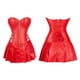 thumbnail image 4 of Mujeres PU Body Vestido Lencería Cierre De Cremallera Sin Espalda Cintura Con Cordones Falda Plisada Ropa De Dormir Rojo 3XL, 4 of 6