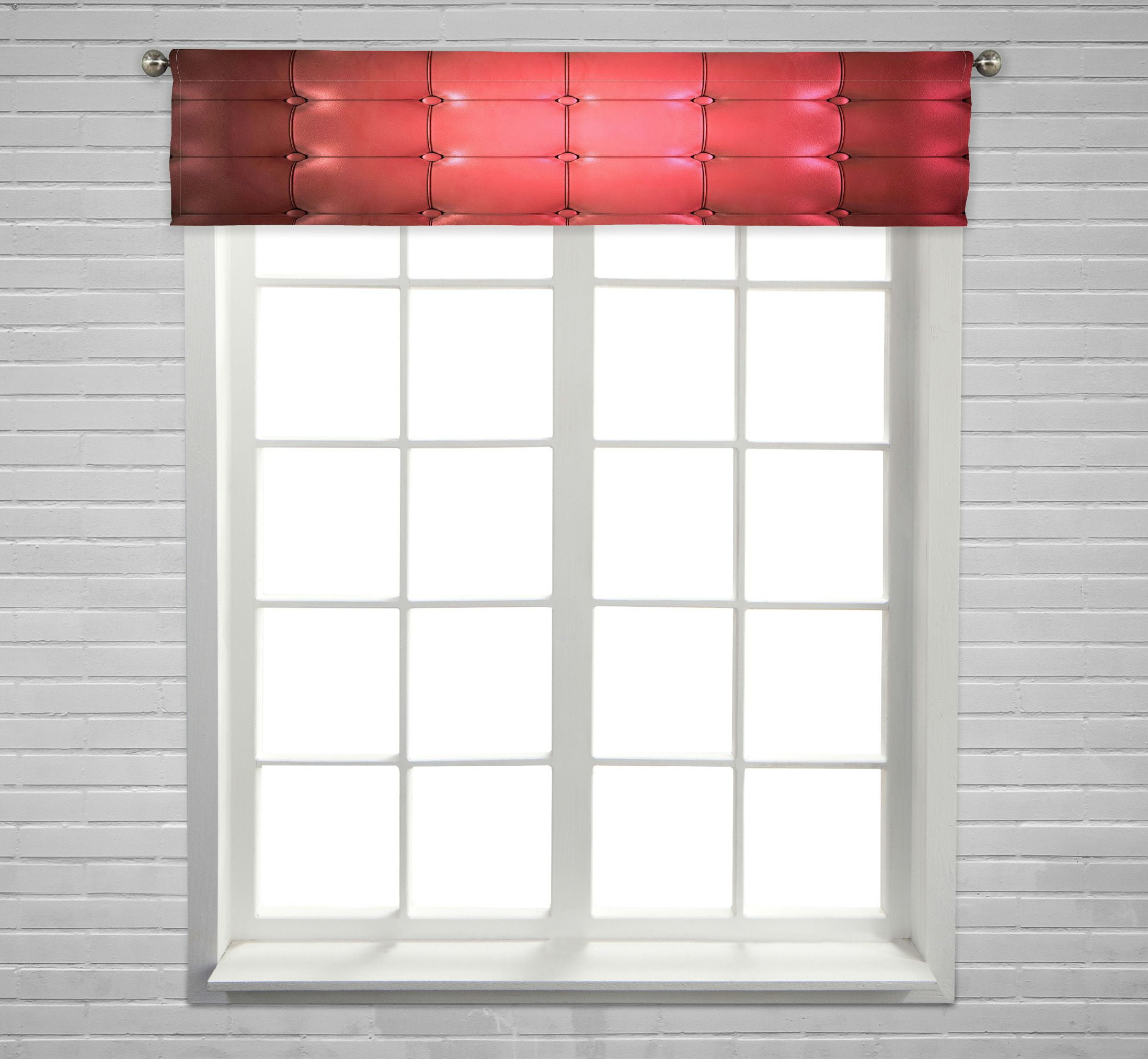 ABPHQTO Red Leather Upholstery Window Curtain Valance Rod Pocket 54x12