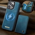 thumbnail image 2 of Case For iPhone 16 Pro Max RFID Blocking Compatible With MagSafe Detachable 2 In 1 Wallet With Card Holder,PU Leather Case,  Holder Kickstand Magnetic Protective Women Men Cover,Blue, 2 of 9