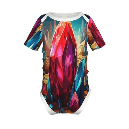 

Adobk Colorful Stone World Print Baby Climbing Clothes Jumpsuit Rompers Classic Rompers Child Short sleeve Bodysuits-12 Months