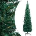 thumbnail image 2 of vidaXL Slim Artificial Pre-lit Christmas Tree with Stand Green 94.5" PVC, 2 of 9