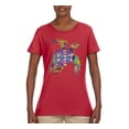 thumbnail image 2 of Colorful Rainbow Sea Turtle Animal Lover Womens Graphic T-Shirt, Red, Medium, 2 of 3