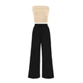 thumbnail image 1 of Conjunto de 2 Piezas para Mujer PRETTYGARDEN Top Corto de Canalé y Pantalones Negros XS, 1 of 8