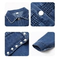 thumbnail image 5 of OGLCCG Girls Summer Denim Dress Long Sleeve Lace Hem Button Down Jean Shirt Dresses Trendy Kids A Linen Mini Dress Size 1-12, 5 of 7
