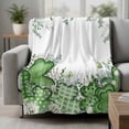thumbnail image 2 of St. Patrick's Blanket Soft Cozy Warm Throw Blanket for Couch, Plush Fuzzy Flannel Fleece Blankets for Sofa, Lucky Shamrock Green Eucalyptus Floral Plants Bed Blankets Gifts for Men, 50"x80", 2 of 9