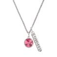 thumbnail image 1 of Delight Jewelry 12mm Crystal Rivoli - Hot Pink Silvertone Forever Bar Charm Necklace, 23", 1 of 4