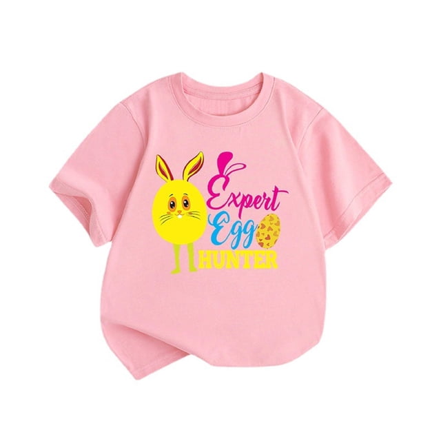 MIASHUI T-Shirt Graphique à Manches Courtes pour Filles, Col Rond, Vêtements pour Garçons, Rose, 6-7 Ans