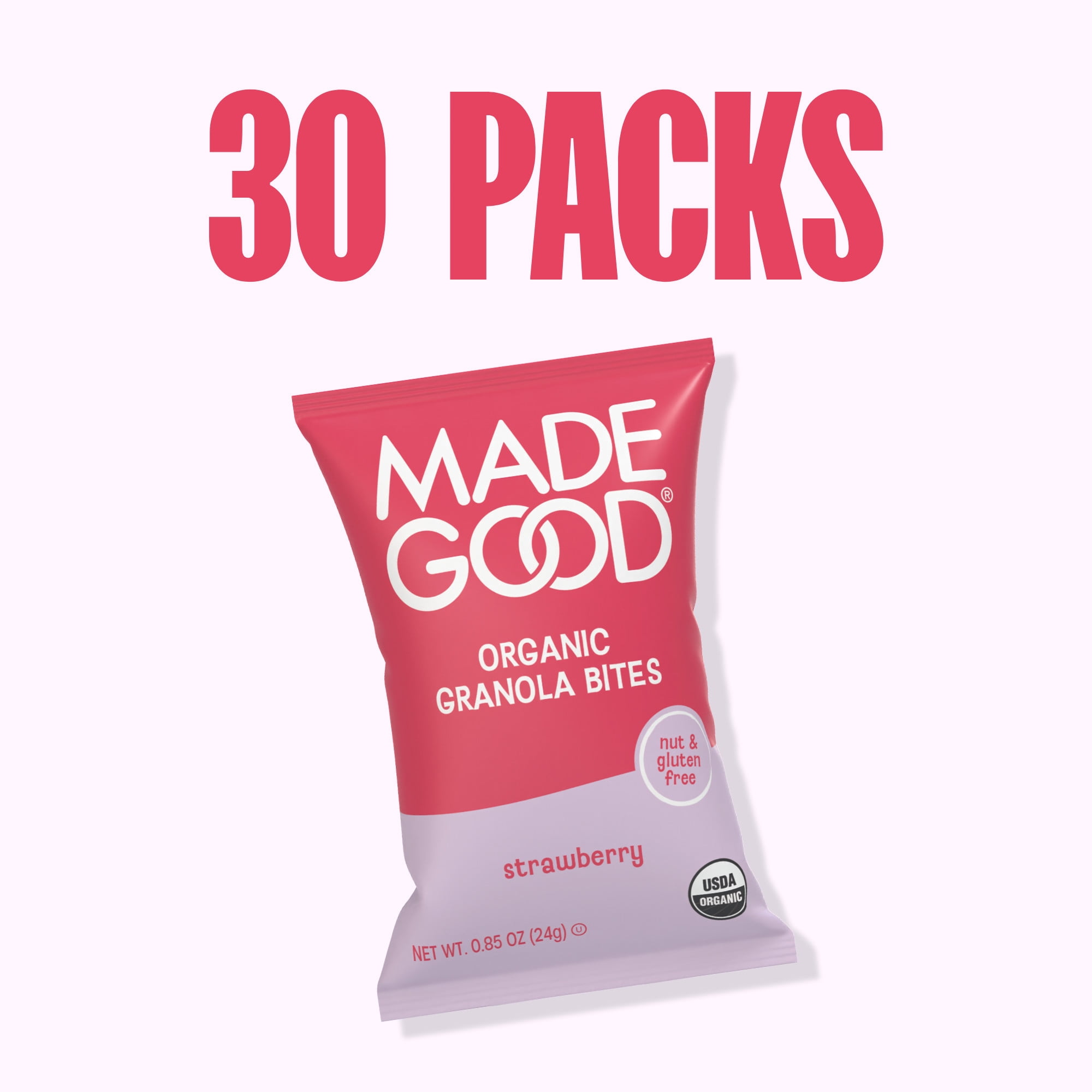 MadeGood Strawberry Granola Minis, 30 Count, 0.85 Oz Each