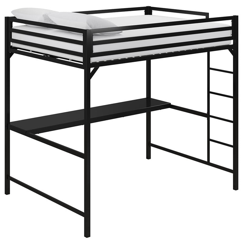 Virubi Metal Full Size Loft Bed With, Metal Loft Bed With Desk Assembly Instructions