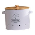 thumbnail image 4 of Kitchen Vegetable Storage Tin Metal Potato Onion Garlic Storage Bin for Home White Large, 4 of 8