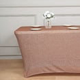 thumbnail image 4 of BalsaCircle 6 feet Rose Gold Fitted Spandex Rectangular Tablecloth Metallic Tinsel Table Cover Party Events Decorations, 4 of 8