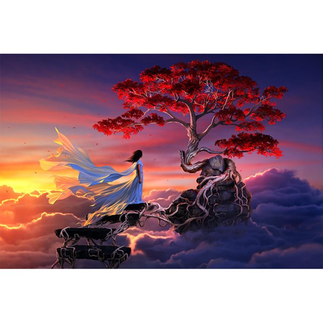 Taladro Pintura Diamante (DB5932) 5D DIY Árbol Completo Punto de Cruz Bordado Mosaico 50x70cm Rojo FLhrweasw Nuevo