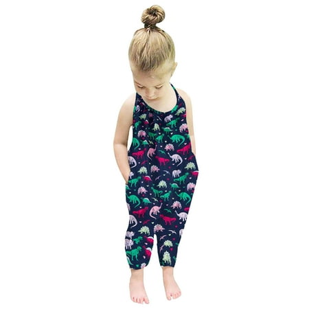 

DAETIROS Breathable Summer Sling Jumpsuit Print Daily Newborn Baby Girls Boys Soft Rompers Black