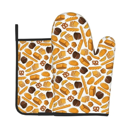 

Gaeub Coffee Bun Hot Dog Print Oven Mitts and Pot Holders Sets of 2 Heat Resistant Pad Cooking Gloves for Baking BBQ Home Decor