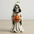 thumbnail image 5 of Shoreew Halloween Skull Pumpkin Figurine Resin Skeleton Holding Pumpkin Statue Spooky Tabletop Ornaments for Indoor Home Decor, 5 of 7