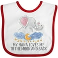 thumbnail image 3 of Inktastic My Nana Loves Me to the Moon and Back Elephants in Clouds Boys or Girls Baby Bib, 3 of 4