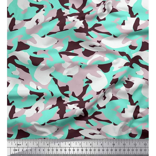Soimoi Poly Georgette Fabric Two Tone With White Camouflage Printed Fabric 1 Yard 42 Inch Wide