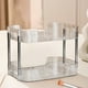 thumbnail image 4 of Clear Plastic Cosmetic Organizer | 2-Tier Desktop Vanity Shelf | Tall Bottle Compatible | Scratch-Resistant PET | Removable Trays | Holds Perfume, Skincare, Makeup | 33.5x26.5x22cm | 1 Piece, 4 of 6