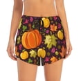 thumbnail image 2 of Vsdgher Autumn Harvest Pumpkin Joy Athletic Shorts for Women, Women's Running Double Layer Shorts, High Waisted Yoga Shorts, Workout Athletic Shorts-XX-Large, 2 of 7