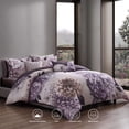 thumbnail image 5 of Bebejan Plum Petal 5 Piece Comforter Set, King, Purple, 100% Cotton Sateen, Reversible, All Season, Cozy Comfort, 5 of 12