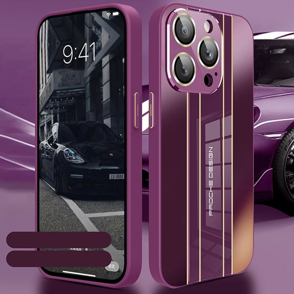 Mobile Phone Case for iPhone 14 Pro, Luxury Premium PU Leather Vertical Central Stripe Shockproof Anti-fingerprint Anti-slip Ultra Slim Case Cover for iPhone 14 Pro, Plumcolor