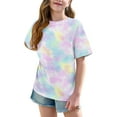 thumbnail image 3 of SGFCWSX Girls Short Sleeve T-Shirt, Teens Tie Dye Oversized Crew Neck Tees Casual Summer Tops Multicolor Size 14-15 Years, 3 of 8