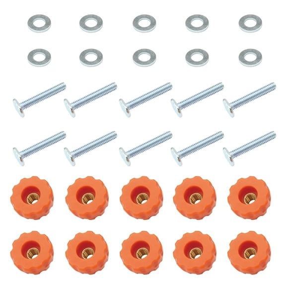 O'SKOOL T-Track Knob Kit with Threaded Through 1/4-20 Knobs, T-Bolts and Washers for Woodworking Jigs and Fixtures – 10 Pack, HW04