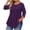 Purple, variant on Staron Women's Casual Loose 3/4 Sleeve T-Shirt Round Neck Plus Size Top Basic Comfy Relaxed Spring Summer Blouse, Navy XL
