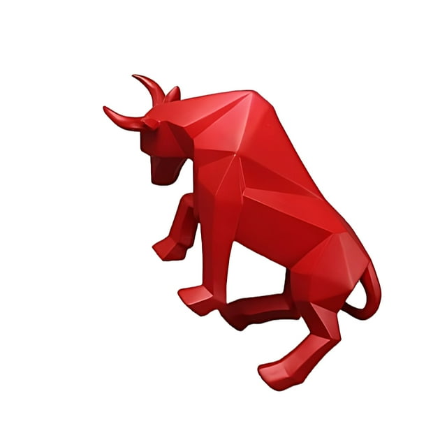 Ruiboury High-end Texture Bull Sculpture New Year Gift Reception Desk Statue Bull Office red