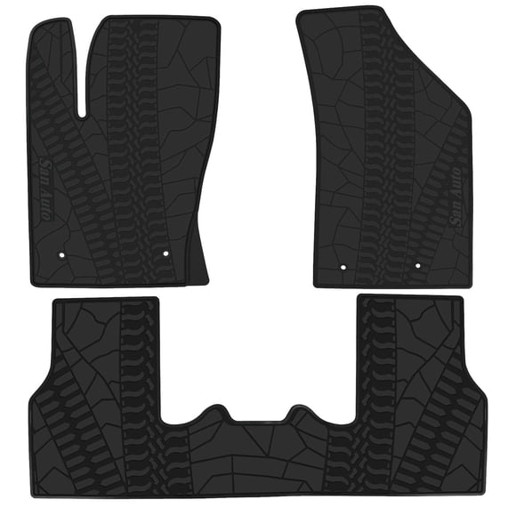 San Auto Car Floor Mat Custom Fit for Jeep Compass 2017-2025 2026 Full Black Rubber Auto Floor Liners Mat Set All Weather Protection Heavy Duty Odorless