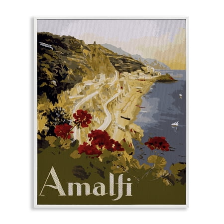 Stupell Industries Picturesque Amalfi Coast White Framed Giclee Art, design by Lil' Rue