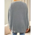 thumbnail image 6 of Women'S Stripe Sweaters Oversized Button Sweaters V Neck Loose Knit Outerwear, 6 of 7