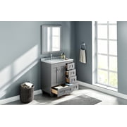 Eviva Happy 30 x 18 Transitional Gray Bathroom Vanity with White Carrara Marble Countertop